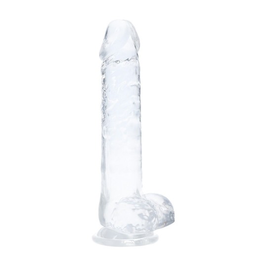 RECHARGEABLE LED DILDO WITH BALLS AND SUCTION CUP - 8 / 19 CM - TRANSPARENT