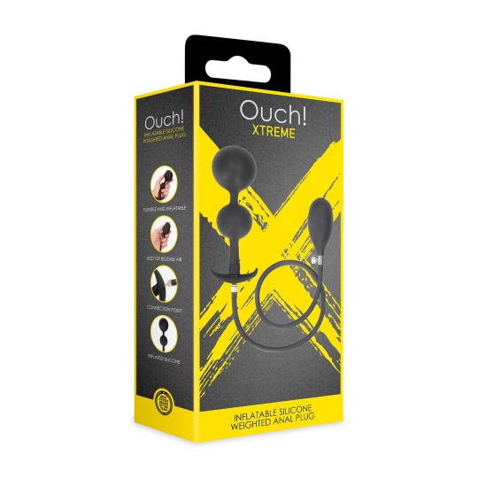 INFLATABLE SILICONE WEIGHTED ANAL PLUG - BLACK