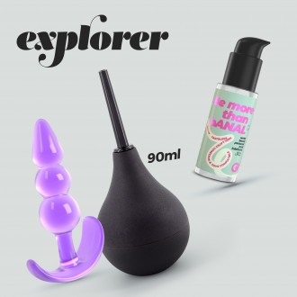 DOCCIA ANALE EXPLORER 90ML CON LUBRIFICANTE ANALE 50ML E PLUG ANALE THE PLUNGER CRUSHIOUS