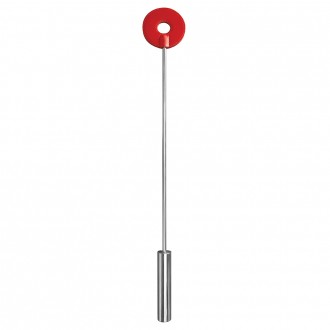 OUCH! LEATHER CIRCLE TIPPED METAL CROP RED
