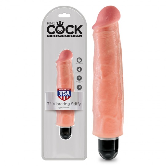 VIBRADOR REALISTA KING COCK VIBRATING STIFFY 7&quot; BLANCO