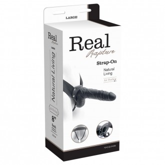 REAL RAPTURE AIR FEELING 8" HOLLOW STRAP-ON WITH SCROTUM BLACK