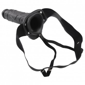 REAL RAPTURE AIR FEELING 8" HOLLOW STRAP-ON WITH SCROTUM BLACK