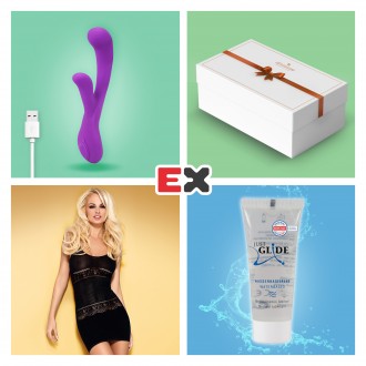 GIFT BOX WITH PURPLE ORCHID RECHARGEABLE VIBRATOR AND OFFER OF BISQUELLA CHEMISE S/M + JUST GLIDE LUBRICANT 20 ML