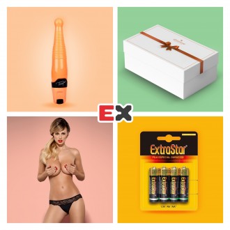 GIFT BOX WITH LEGGIERO VIBRATOR AND OFFER OF CHARMEA THONG L/XL + 4 X AA BATTERIES