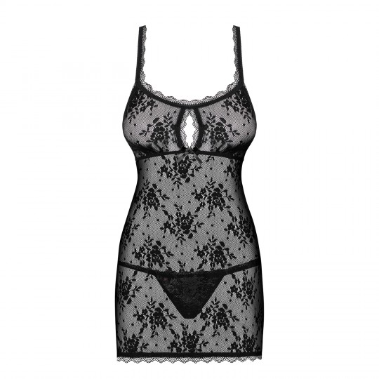 CAMICIA DA NOTTE E PERIZOMA DIETRO OSSESSIVO NERO