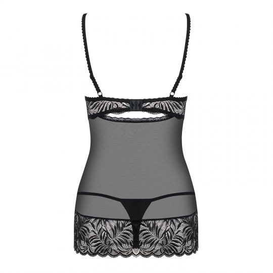 CAMICIA DA NOTTE E PERIZOMA CONTICA OBSESSIVE NERO