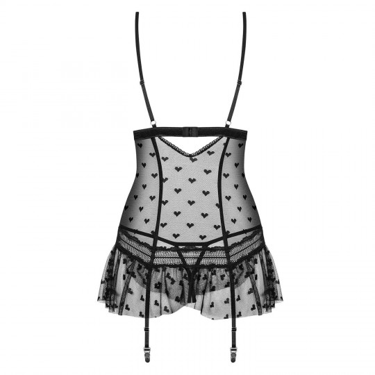 CORSÉ Y TANGA HEARTIA OBSESSIVE NEGRO