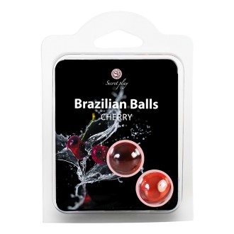 BOLAS LUBRIFICANTES BEIJÁVEIS BRAZILIAN BALLS SABOR A CEREJA 2 x 4GR