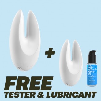PACK EXCLUSIVO ESTIMULADOR RECARREGÁVEL OVO S4 BRANCO COM OFERTA DE TESTER E LUBRIFICANTE WATERBASED CRUSHIOUS 50ML