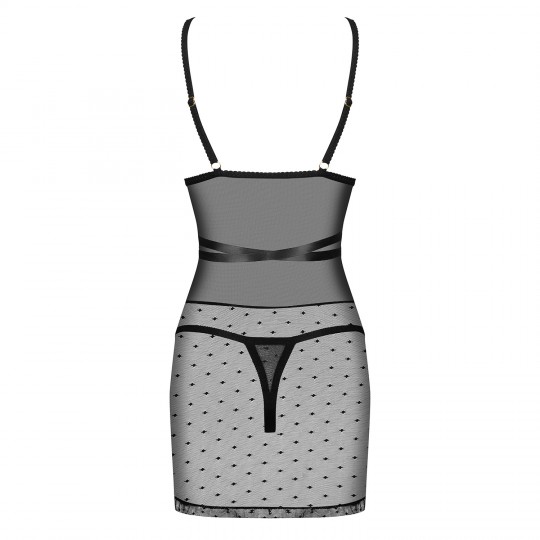 CAMISA DE NOITE E TANGA BOWESSA OBSESSIVE PRETA
