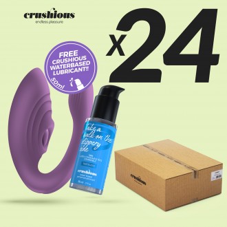 PACK DE 24 VIBROMASSEUR RECHARGEABLE AVEC TÉLÉCOMMANDE PLEASURISER ET LUBRIFIANT À BASE D’EAU CRUSHIOUS GRATUIT