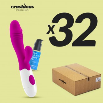 CONFEZIONE DA 32 VIBRATORE CON LOLLIPOP STIMOLATORE CLITORIDEO E LUBRIFICANTE A BASE D'ACQUA INCLUSO CRUSHIOUS