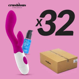 PACK DE 32 VIBRADOR COM ESTIMULADOR DE CLITÓRIS CHERIE E LUBRIFICANTE À BASE DE ÁGUA INCLUÍDO CRUSHIOUS