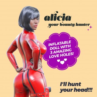 CRUSHIOUS ALICIA THE BOUNTY HUNTER EBONY INFLATABLE DOLL