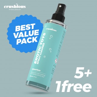 PACK DE 5 SPRAY DE LIMPEZA PARA BRINQUEDOS CRUSHIOUS 150 ML + 1 GRÁTIS