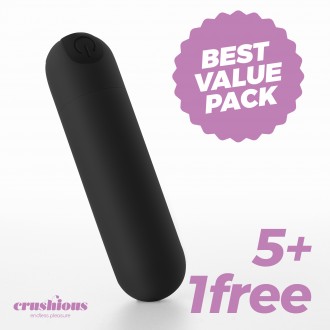 5 + 1 FREE CRUSHIOUS IMOAN RECHARGEABLE VIBRATING BULLET BLACK