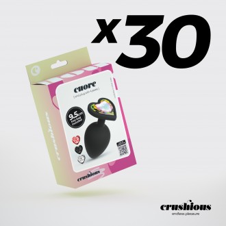 PACK OF 30 CRUSHIOUS CUORE LARGE ANAL PLUG WITH 4 INTERCHANGEABLE JEWELS