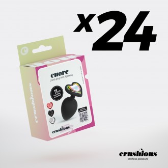 PACK OF 24 CRUSHIOUS CUORE SMALL ANAL PLUG WITH 4 INTERCHANGEABLE JEWELS