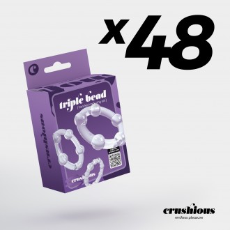 CONFEZIONE DA 48 SET DI ANELLI PER IL PENE TRASPARENTI TRIPLE BEAD CRUSHIOUS