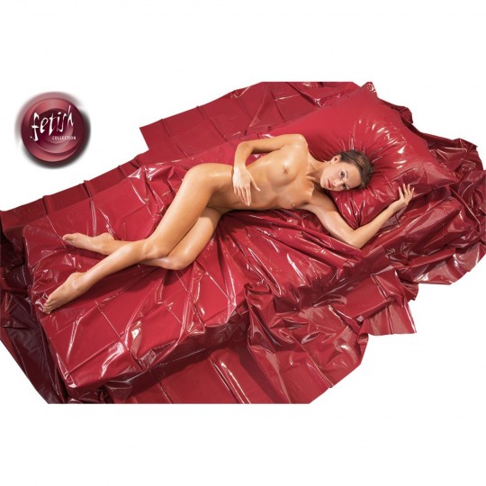 DRAP DE LIT DE VINYLE ROUGE FETISH COLLECTION