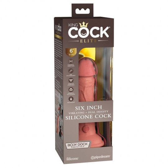 6" VIBRATING + DUAL DENSITY SILICONE COCK