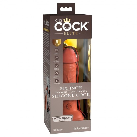 6" VIBRATING + DUAL DENSITY SILICONE COCK