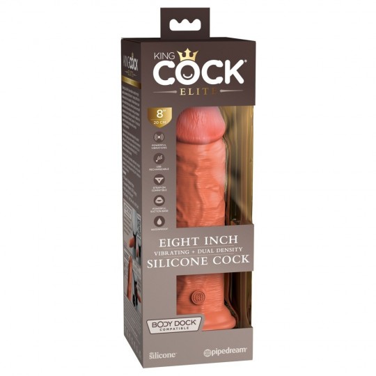 8\" VIBRATING + DUAL DENSITY SILICONE COCK