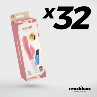 CONFEZIONE DA 32 ROSA MOCHI STIMOLATORE CLITORIDEO VIBRATORE CON LUBRIFICANTE A BASE D'ACQUA INCLUSO CRUSHIOUS