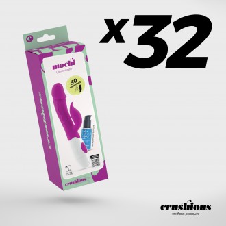 PACK DE 32 VIBRADOR CON ESTIMULADOR DE CLÍTORIS MOCHI MORADO CON LUBRICANTE DE BASE AGUA INCLUIDOCRUSHIOUS