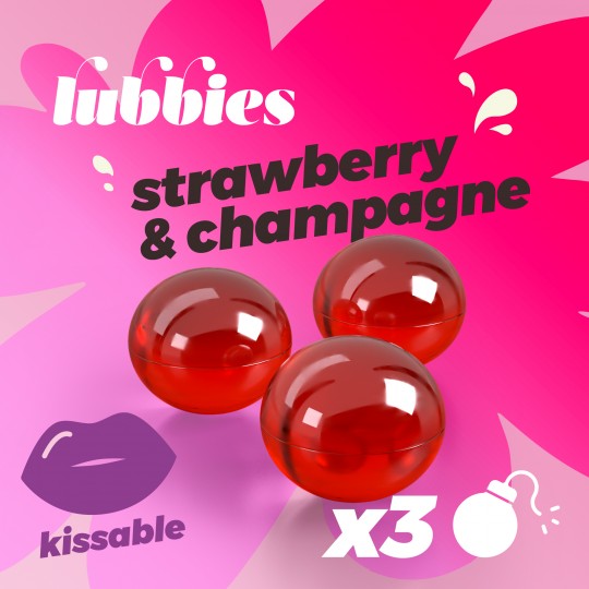 LUBBIES BOLAS DE ACEITE BESABLES FRESA &amp; CHAMPÁN CRUSHIOUS