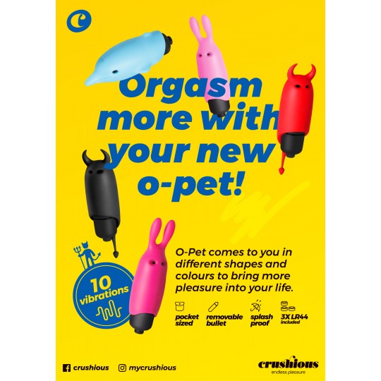 O-PET DIABLE AVEC VIBROMASSEUR BULLET À 10 VIBRATIONS NOIR CRUSHIOUS