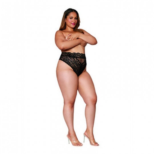 КРУЖЕВНЫЕ ТРУСИКИ С ВЫСОКОЙ ТАЛИЕЙ - ЧЕРНЫЙ
