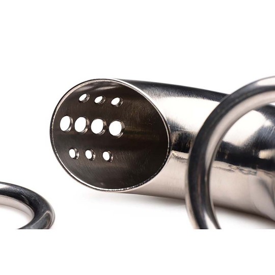 ЗАКРЫВАЮЩАЯСЯ КЛЕТКА ЦЕЛОМУДРИЯ ИЗ НЕРЖАВЕЮЩЕЙ СТАЛИ С 3 КОЛЬЦАМИ